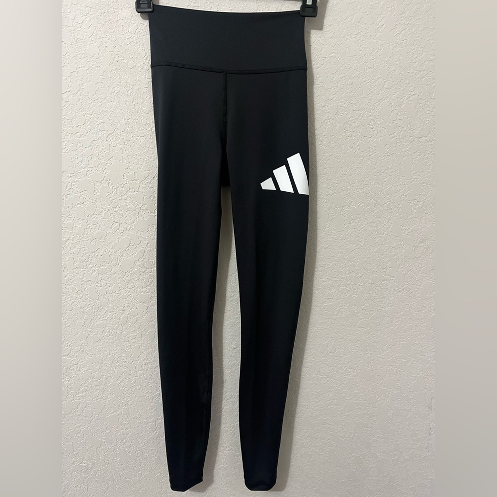 Adidas Women's Black Leggings with White Logo